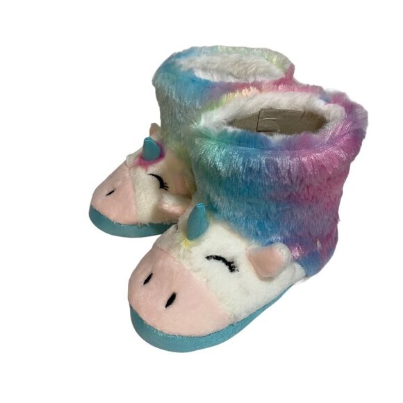 Totes Kids Faux Fur Unicorn Boots with Non Slip Rubber Soles Size 7-8 - Picture 1 of 7